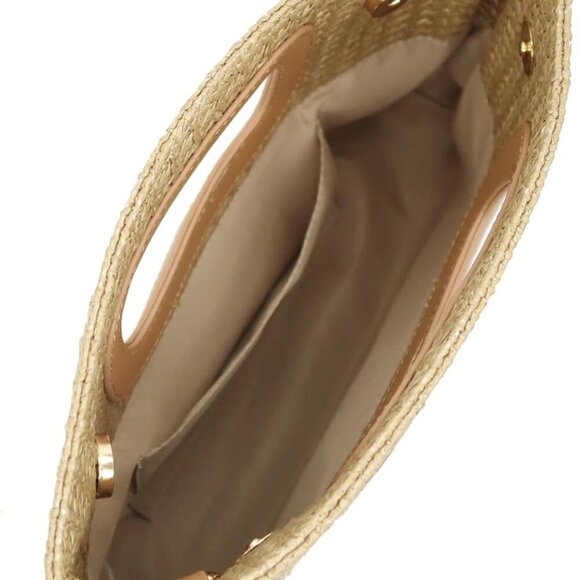 Women Straw Clutch Purse Top Handle Summer Beach Vacation Handbag - Picture 5 of 7